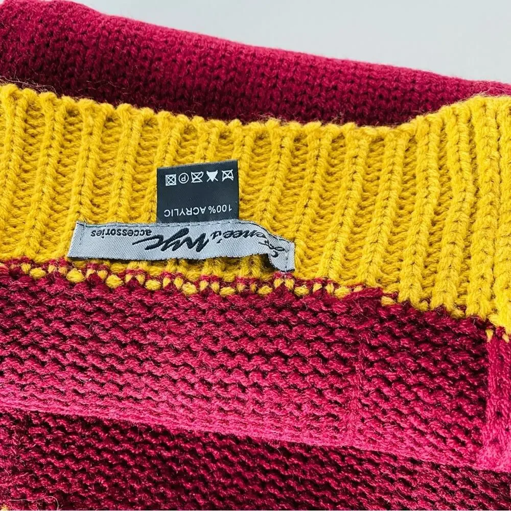 NEW NORDSTROM Maroon Gold Knit Woven Classic Scarf Wrap Pockets Gryffindor